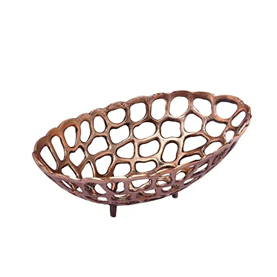 Coral Design Handcrafted Fruit Bowl Luxury Style Gold Plated Silver Nickeled Decorative Tableware Solid Metal Bowls Manufacturer