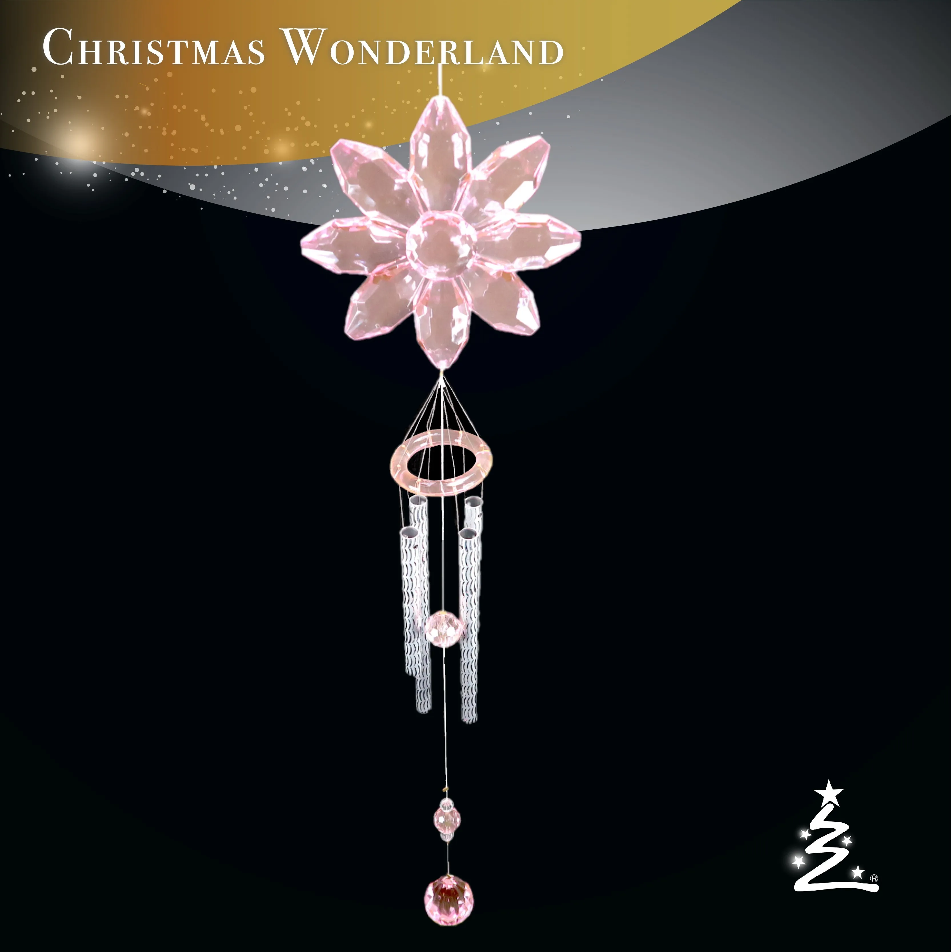 Christmas New Year Spring Decoration Transparent Colorful Acrylic Flower Heart Wind Chime