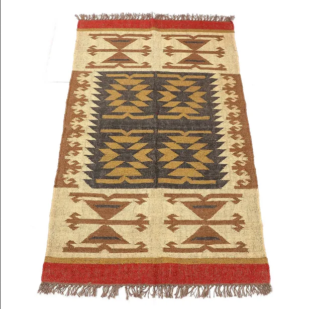 Bohemian Kilim Vintage Multi Color 100% Wool Jute Handmade Woven Carpet Wedding Event Decor Floor Area Hallway  Embroidered Rug