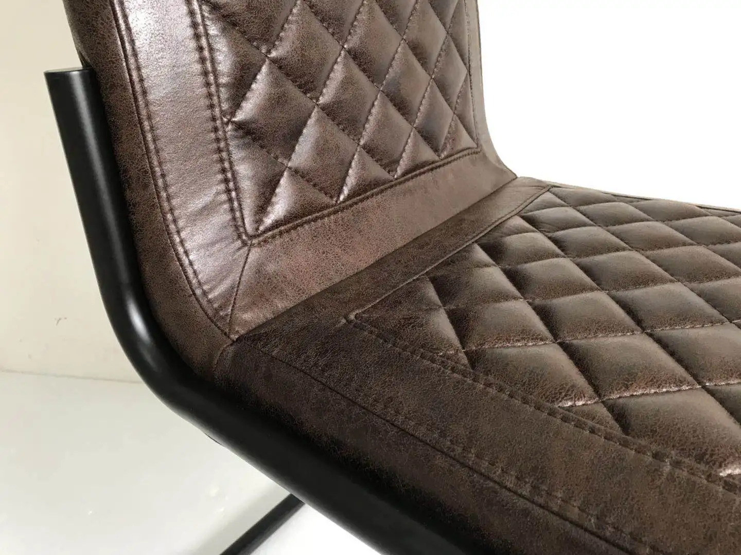 dark brown high quality microfiber black iron pipe chair upholstered kitchen dining chair