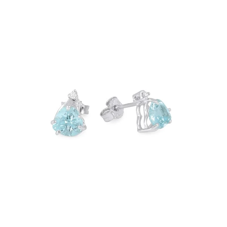 Серьги-гвоздики из белого золота 18 карат
