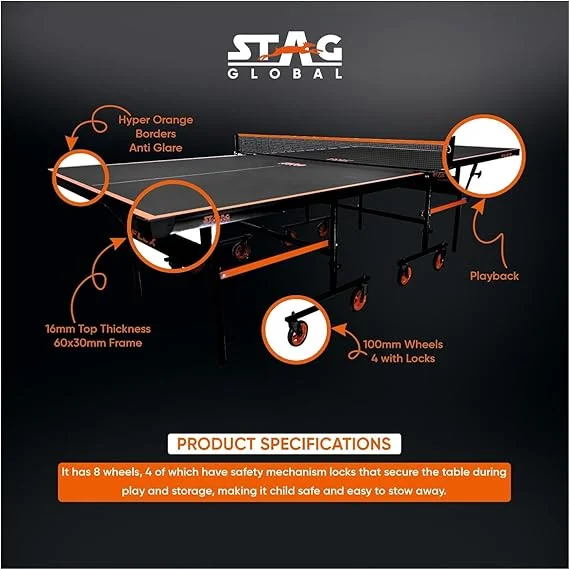 2024 Top Selling Indoor Flex Table Tennis Table with Quick Assembly Play Back Mode Black Top