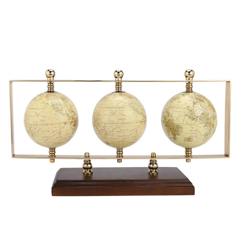 Hot Selling Triple vertical Gold Globe Stand Table Decor Home Decor Interior Decor In Wholesale