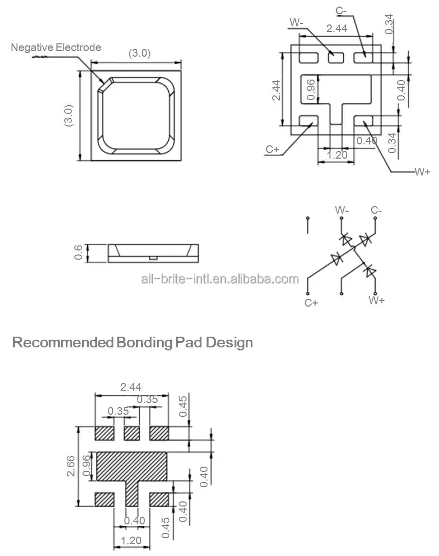 3030 2W 6V high power Dual White LED