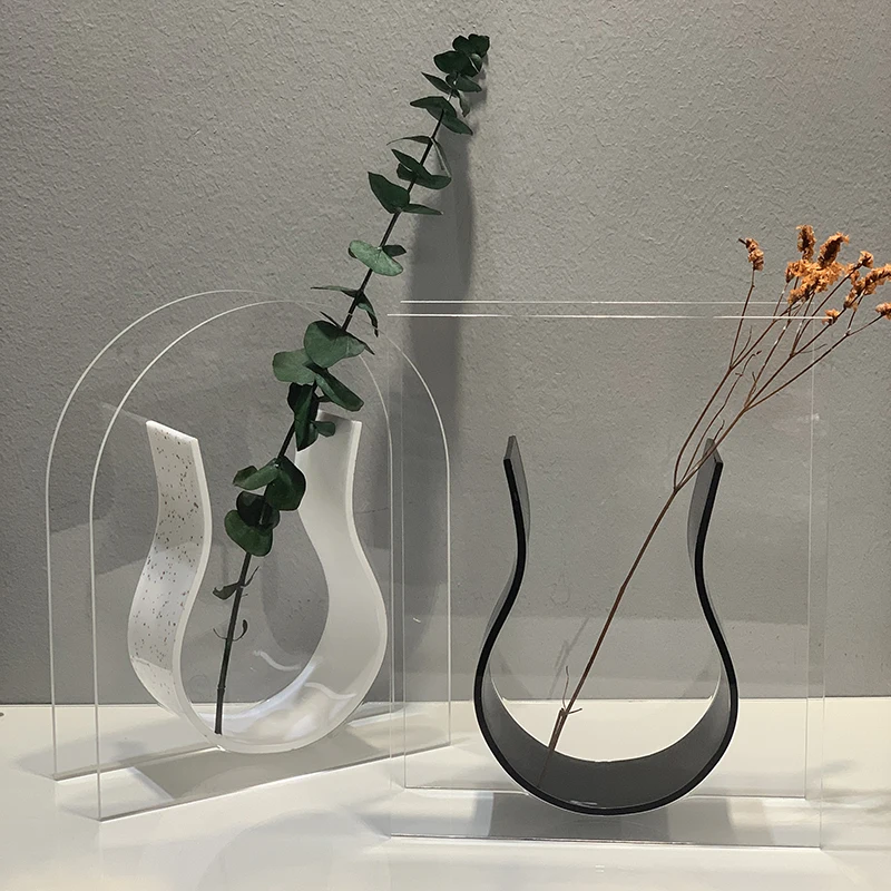 High Quality Colored Acrylic Flower Vases  Nordic Home Decor Modern Vase Decorative Wedding Acrylic Minimalist Vase