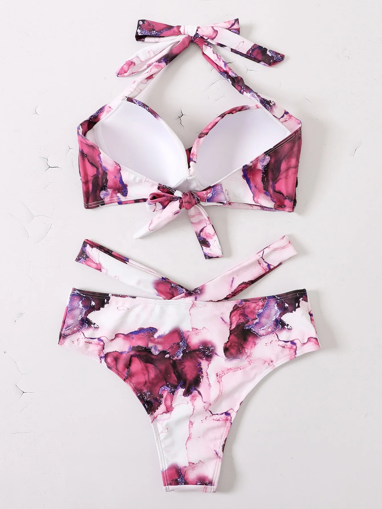 New Fashion Sexy Solid Bikini Steel Bracket High Waist Split Bikini Swimwear Bikini Two-piece Swimsuit