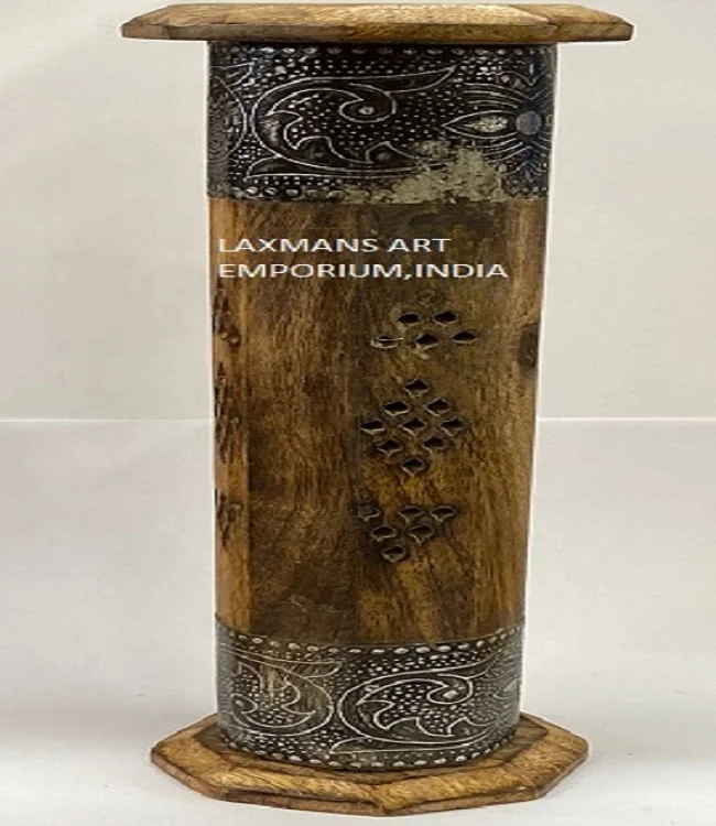 wooden incense burners with metal works