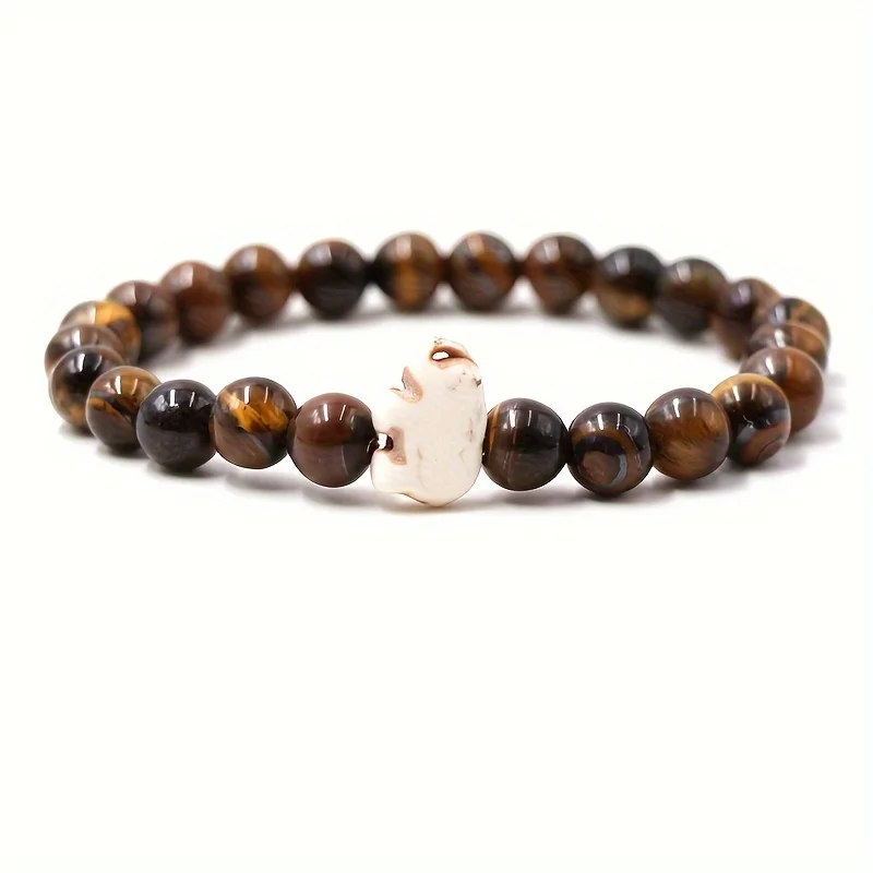 MANCHAO  4pcs Unisex Natural Stone Elephant Style Bracelet 8mm Beads Fashion Jewelry for Bracelets & Bangles