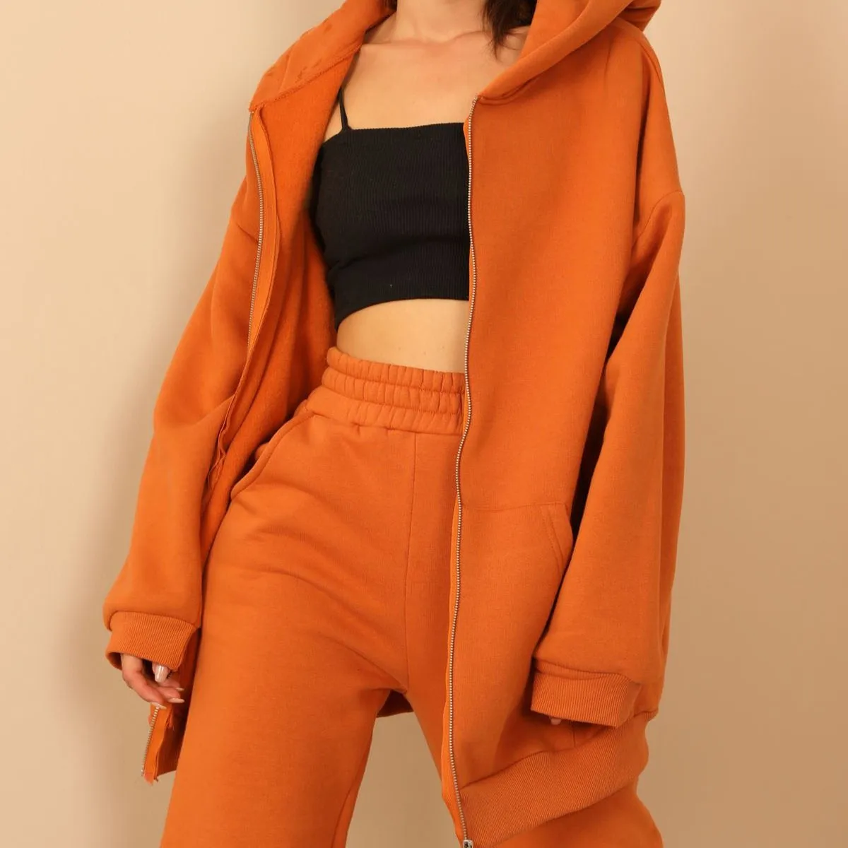 Mango Color French Terry Cotton Fabric 65% Cotton 35% Polyester Blend Fabric For Winter Clothing Brushed 3 Fleece Knitted Terry