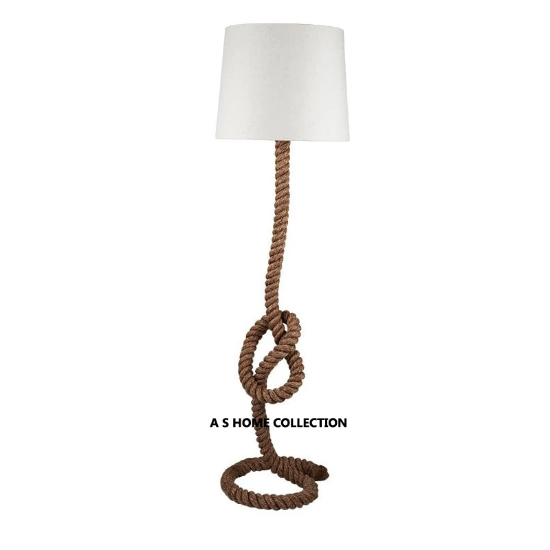factory new design wholesale high quality living room decor rope design wooden modern tripod standing floor lamp