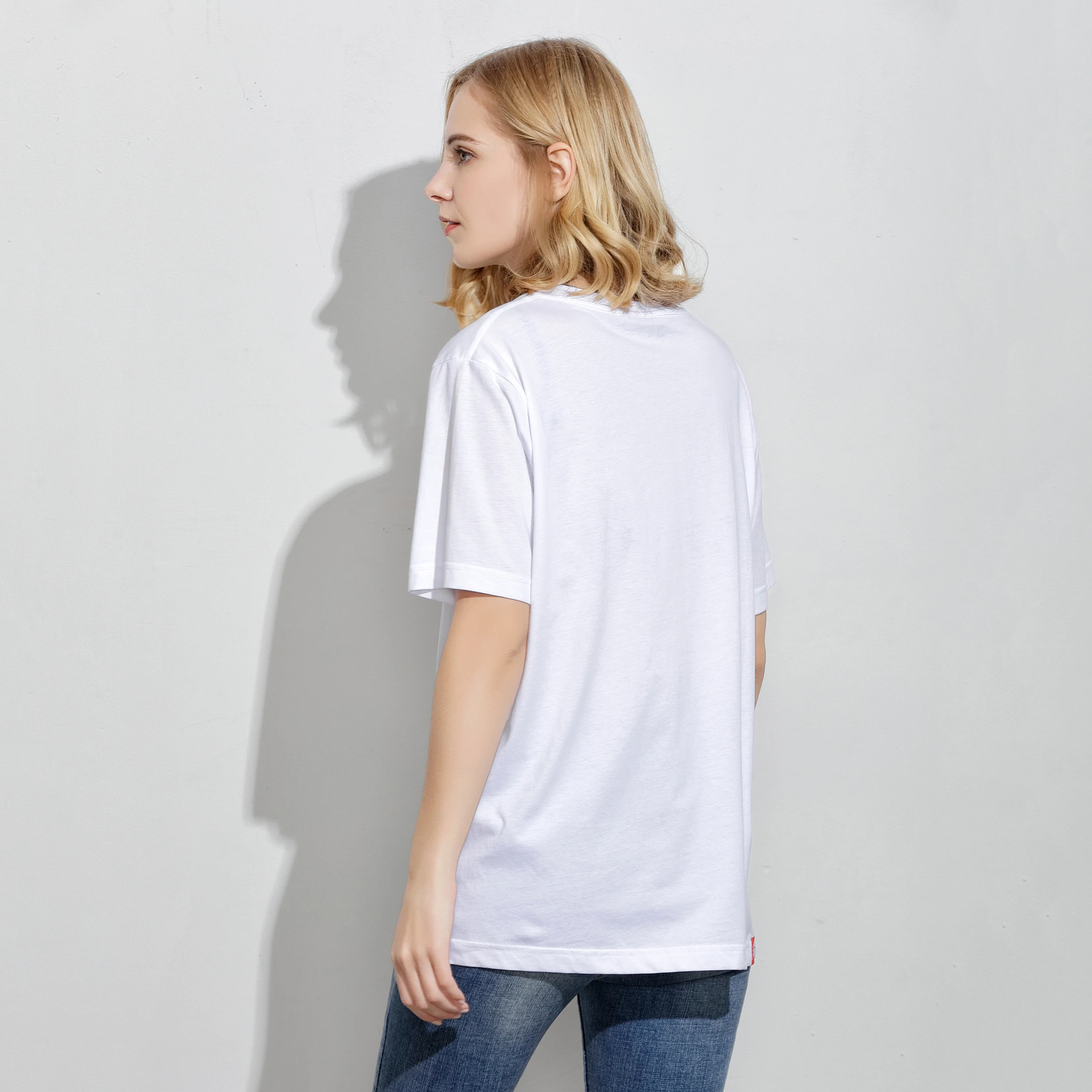 Sustainable Fabric Clothing Manufacturers Bamboo Cotton Oversized White Tshirts Custom Screen Print Tshirt Women Unisex