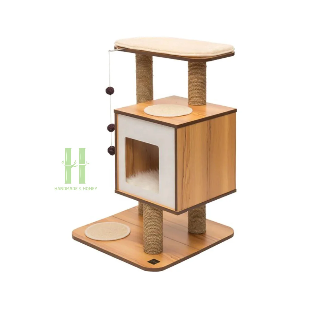 White Two Condo Cat Tower Tree Double Cat Tree Player Variety of Color and Dimension Customize Logo and Package from Vietnam