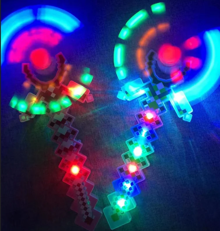 2024 Hot Flashing light up Pixel spinner Windmill LED Light up Swivel Fan led spinning windmill wand toy for kids