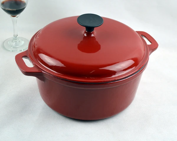 1.5L Cast Iron Covered Round Dutch Oven with Lid Enameled Casserole Pot French Oven Cookware with SS Knob for Baking Roasting