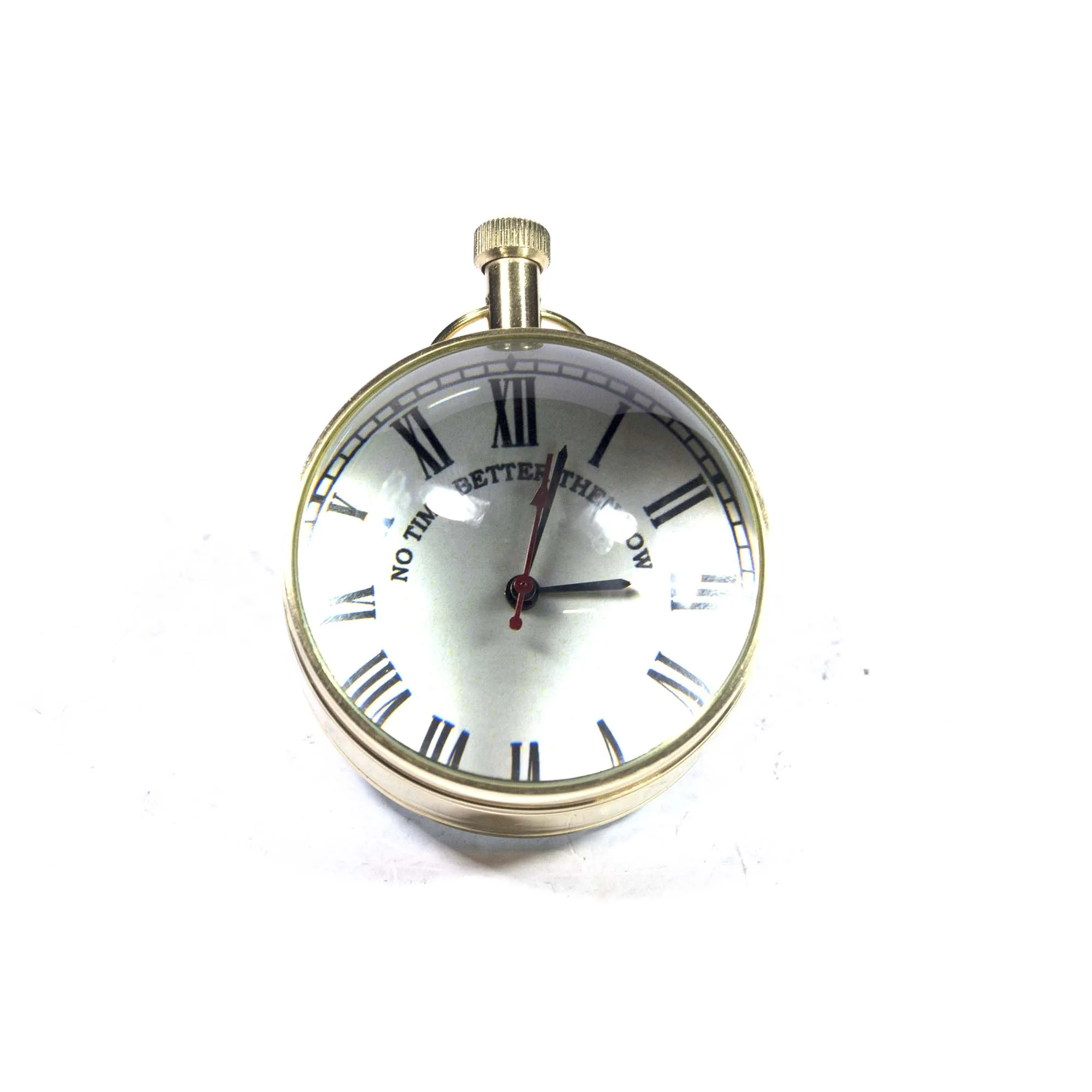brass nautical vintage paper weight analogue desk table ball clock office home gift decor ondesk watch retro
