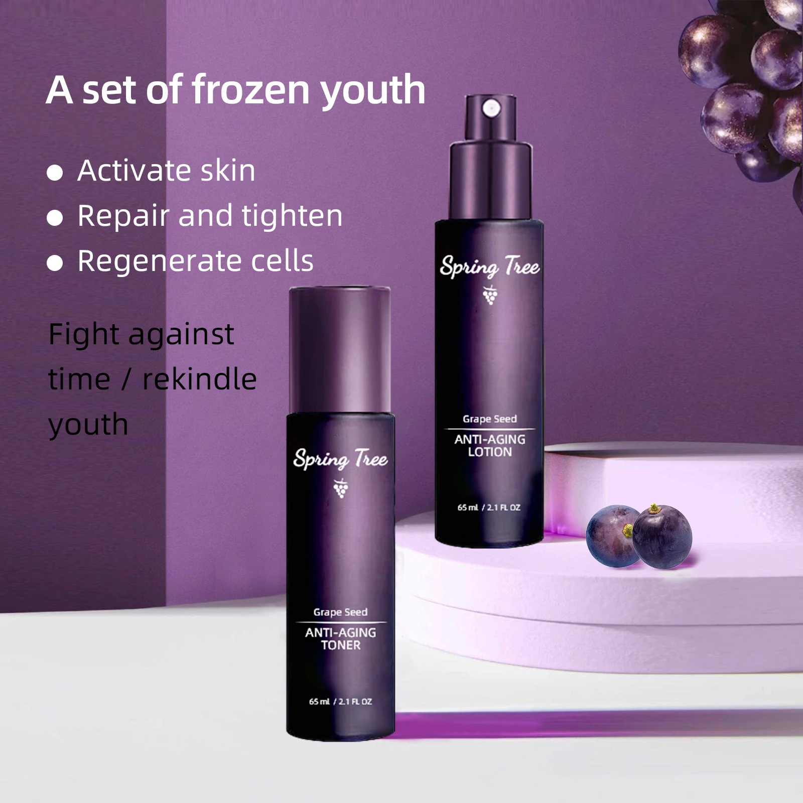 New  korean arrival grape seed repairing set private label vitamin c skin lightening skin care kit whitening skin care sets