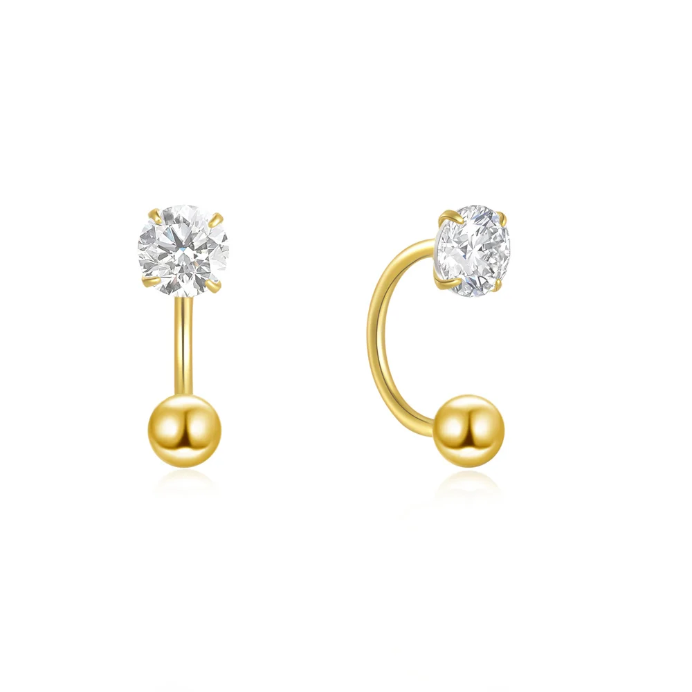 CANNER Wholesale S925 Silver Curved Hook Ear Clips U-shaped Screw Buckle Earrings Body Belly Piercing RingsEar Bone Earrings