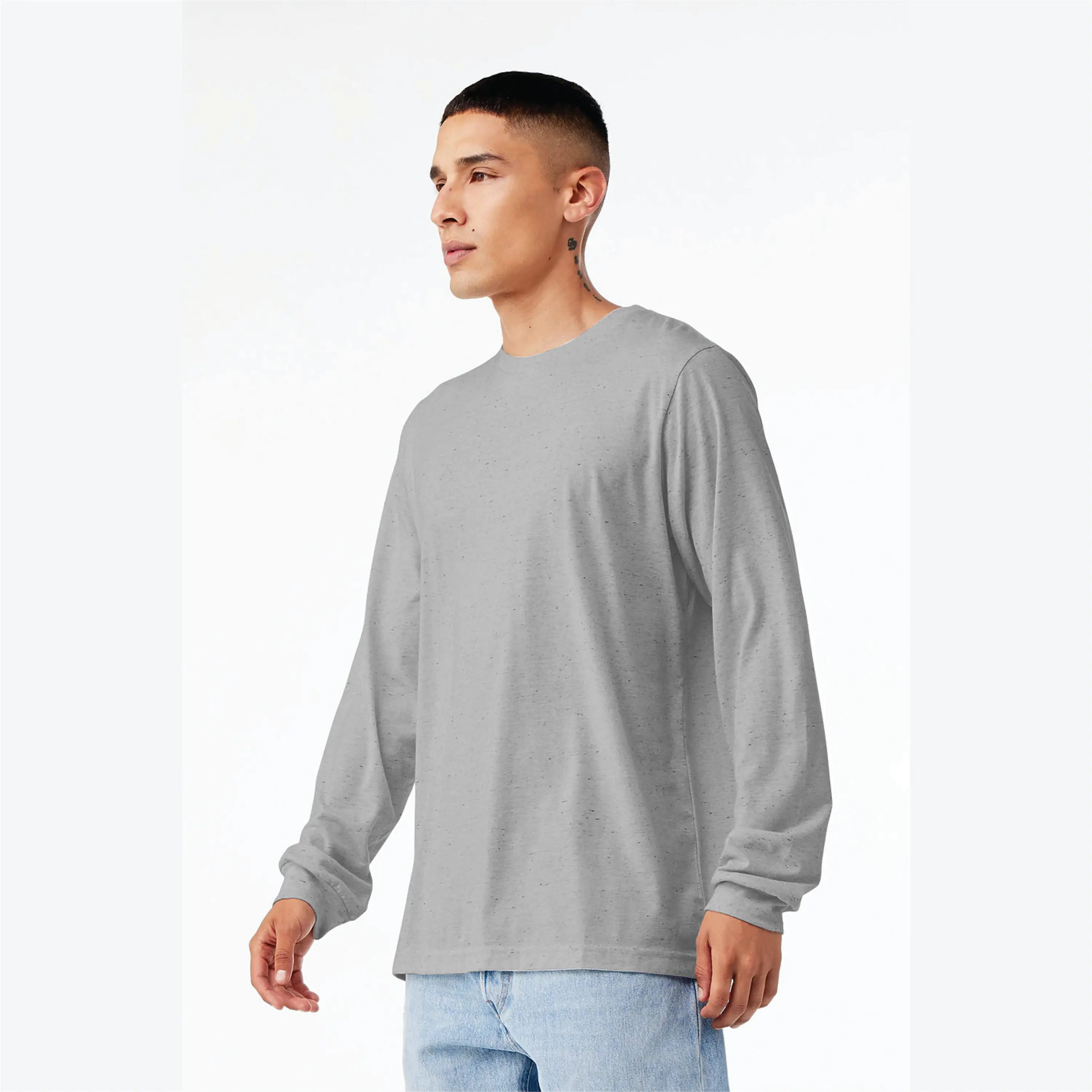 52% Airlume Combed and Ring Spun Cotton 48% Poly 32 Single 4.2 oz Athelatic Unisex Heather CVC Long Sleeve T-Shirt