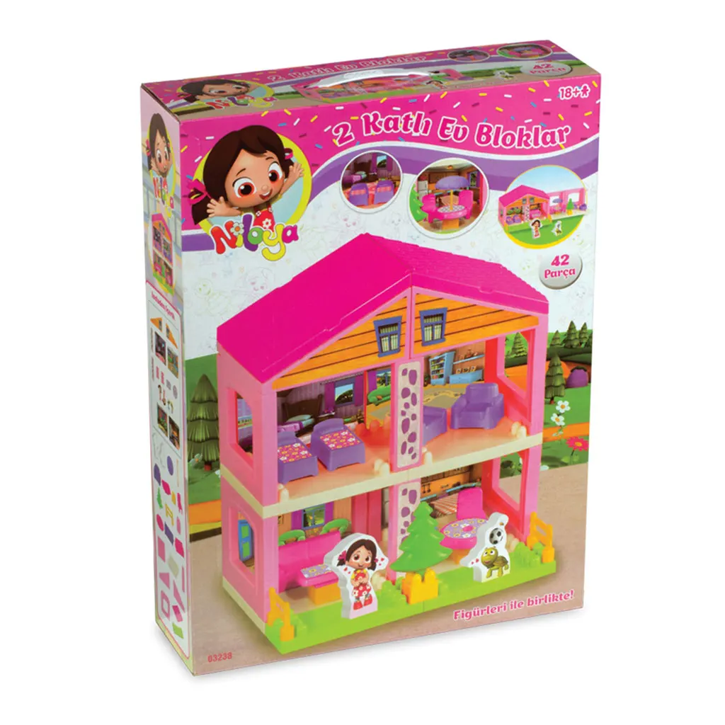 Niloya 2 Storey House Blocks 42 Pieces Engaging Building Set with Smart Blocks 42 Pcs Educational Play Whosale Children Play Set