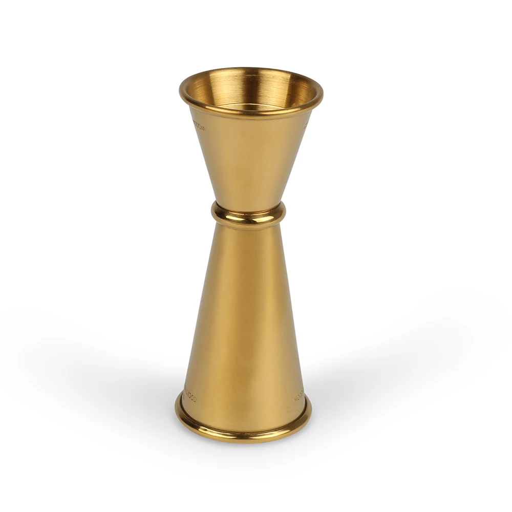Food Safe Grade Whisky Gin Rum Vodka Stainless Steel Gold PVD Coated Indian Style Hand Crafted Double Side Cocktail Jigger