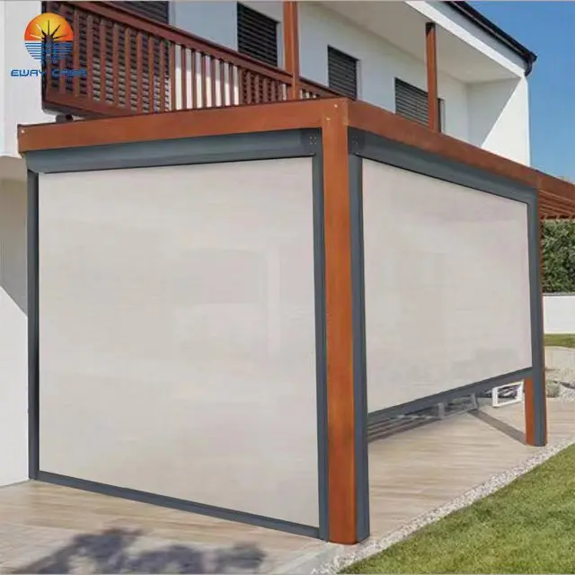 Zip Track Outdoor Blinds Smart Home Blinds Motor Remote- Control Roller Shades Motorized Windproof Waterproof LY-ORB-MC