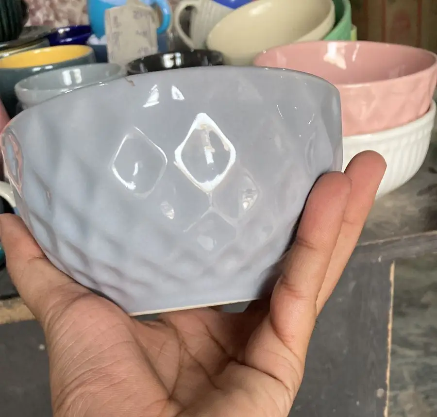 Best Quality Creative Design Small Stoneware Ceramic Bowl Light Weight Polished Print Dinnerware Parties Custom Directly India