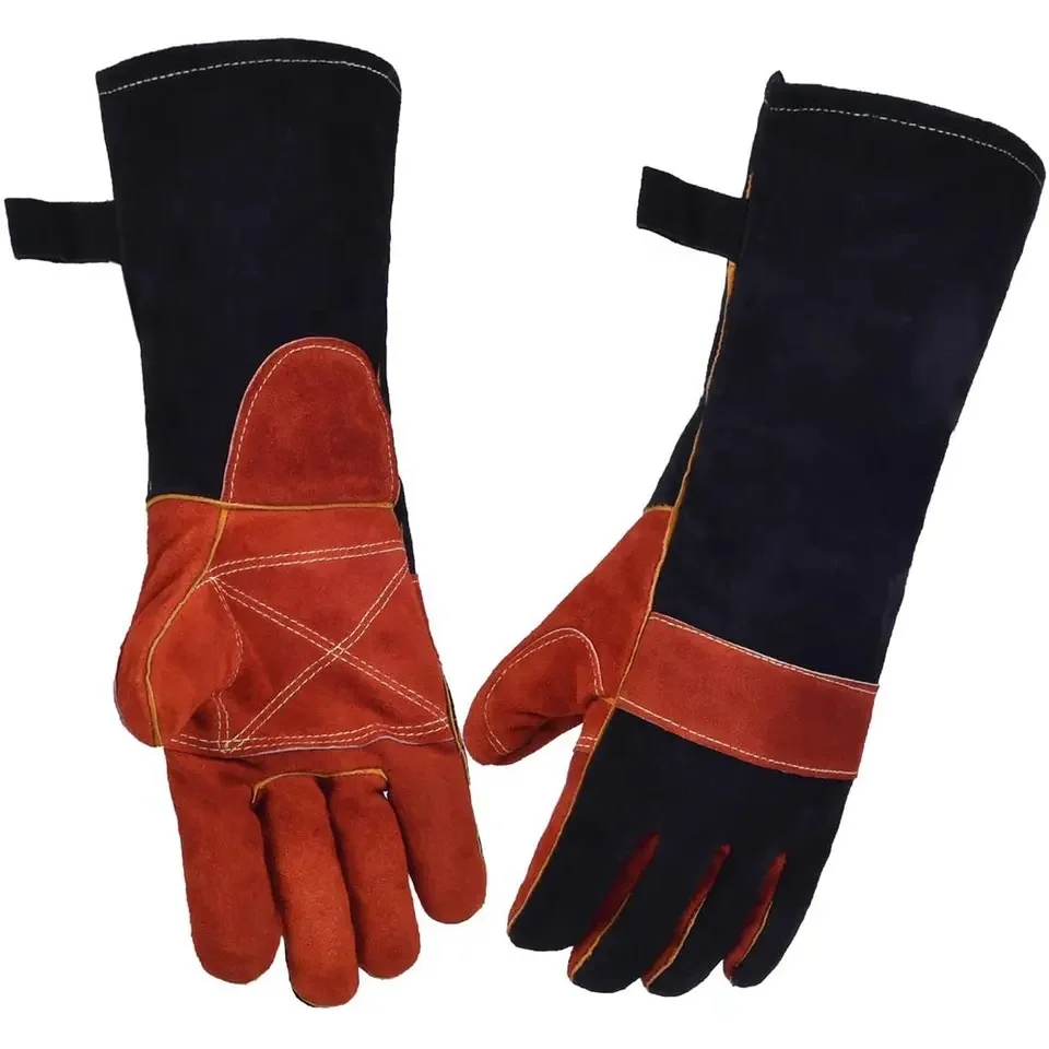 Customizable Length And Design Welder Working Gloves Thicken Heat Resistance Fire Resistant Cow Leather Welding Gloves