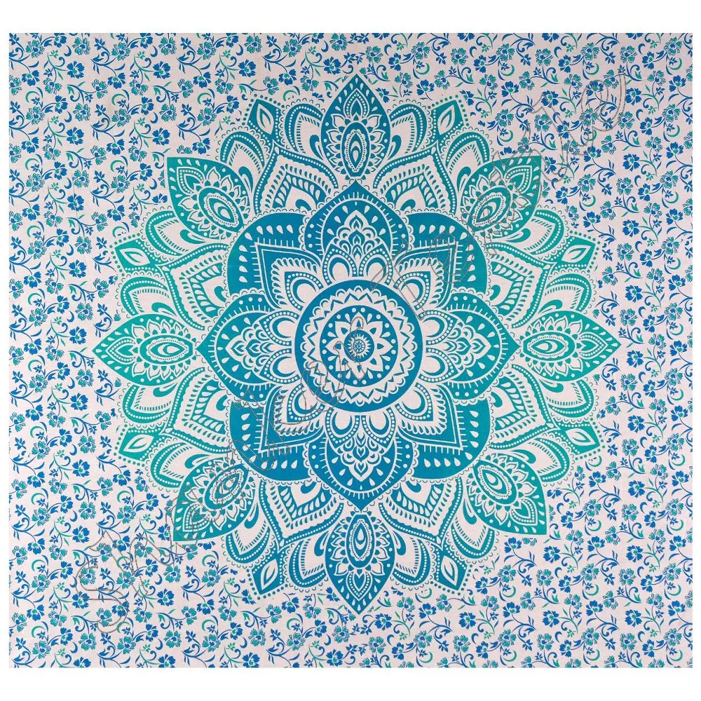100% Cotton Peacock Mandala Tapestry Cotton Ombre Mandala Tapestry Wall Hanging Indian Hippie Dorm Tapestries Bedspread Ethnic