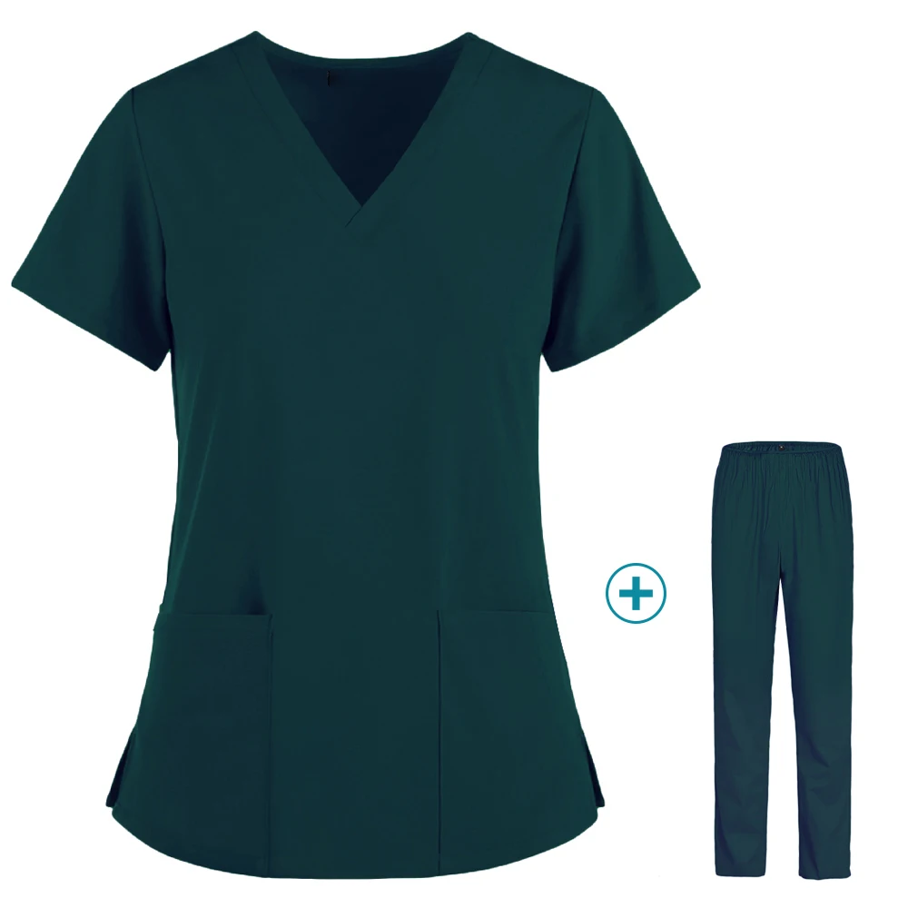 V-neck Wholesale Women Wear Scrub Suits Hospital Doctor Working Uniform Medical Surgical Multi-color Unisex Uniform nurse
