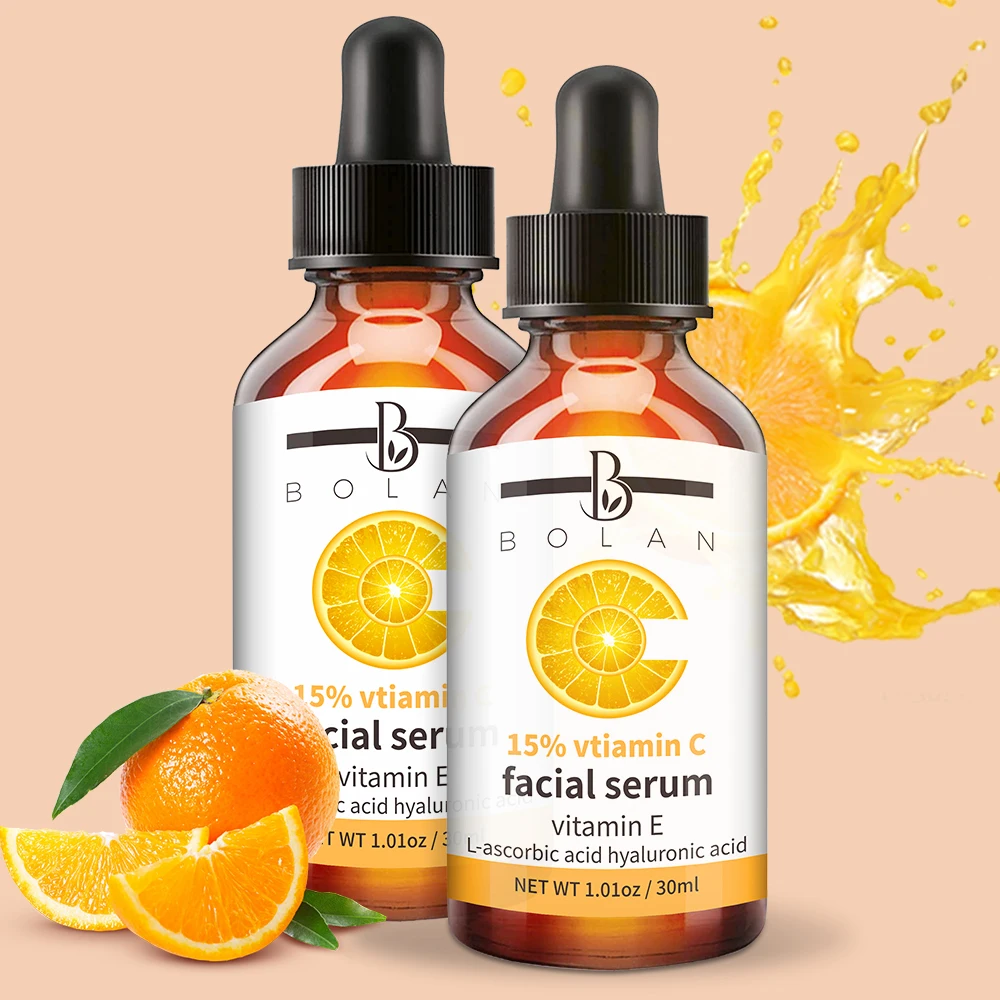 OEM Best Brightening Face Ascorbic Acid Vitamin C Whitening Serum Skin Care With Hyaluronic Acid For Dark Spots