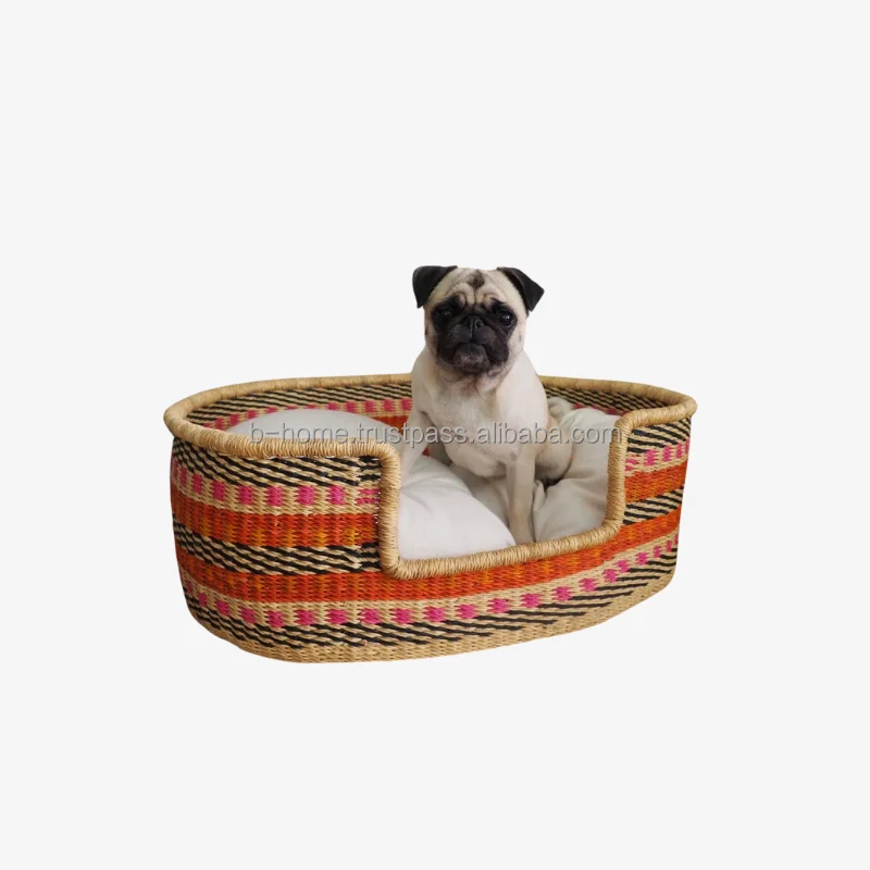 Кровать для собак с подушкой плетеная кушетка домашних животных комнатная уличная водостойкая большая средняя маленькая собака кошки ручной работы водоросли