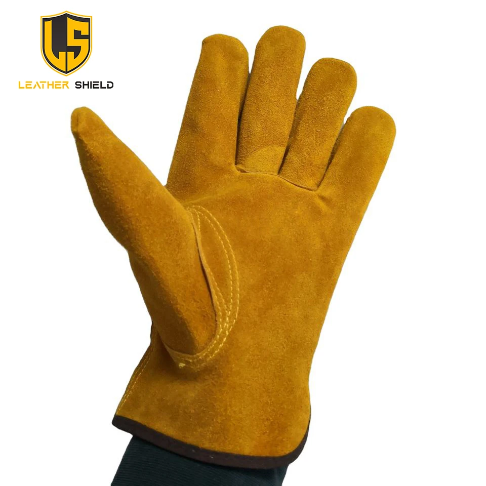 Competitive price full palm safety cow goat grain leather driver working gloves