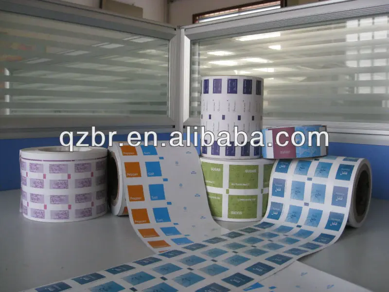 58gsm Poly Coated Paper PE Sugar/salt/pepper Sweetener Stick Sachets Package Film Roll