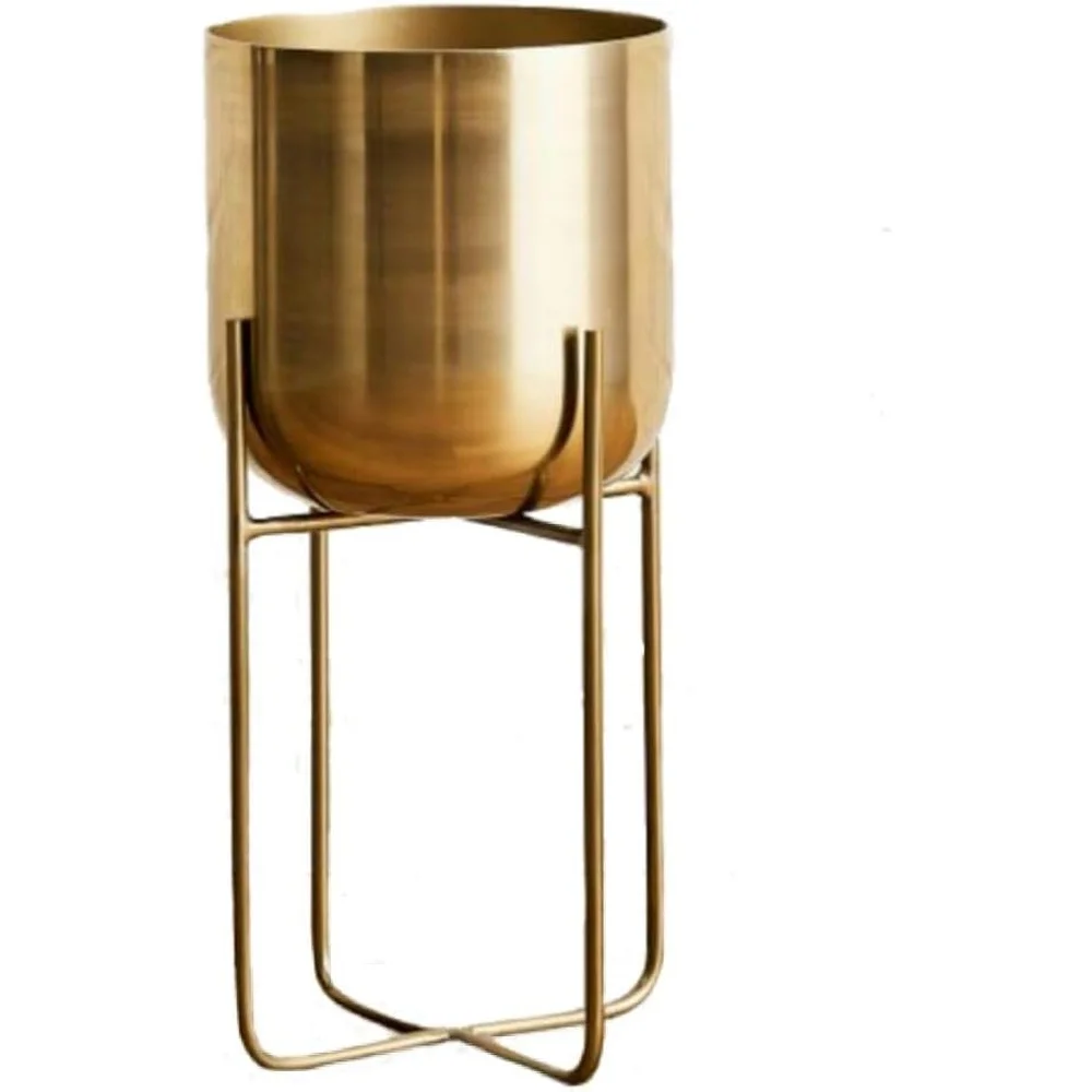 Matte Gold Polished Flower Planter Pot High Quality Brass Plating Finishing Vase From Indian Supplier