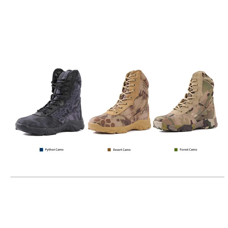 Anti-skid combat special forces boots wear-resistant python camouflage tactical boots men high top hiking boots wholesale