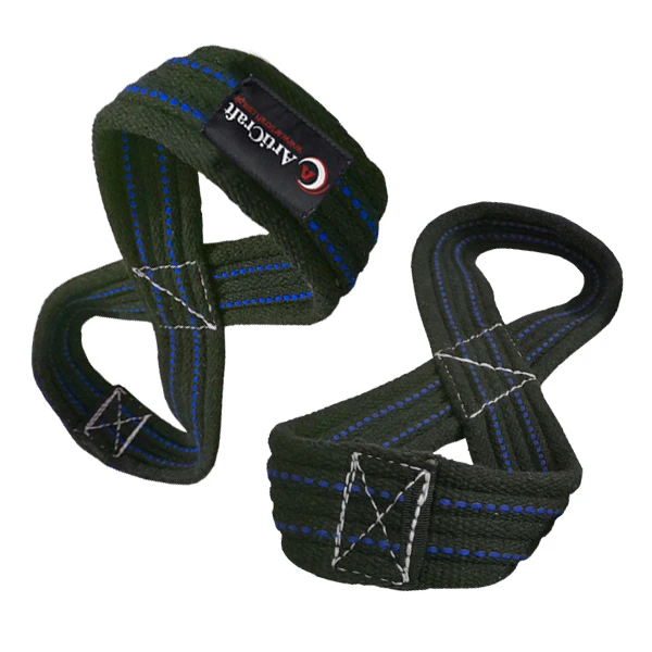 High Quality thick cotton Figure 8 Lifting Straps Wrist Wraps Weight Lifting Deadlifting Workout Straps for Power Lifters