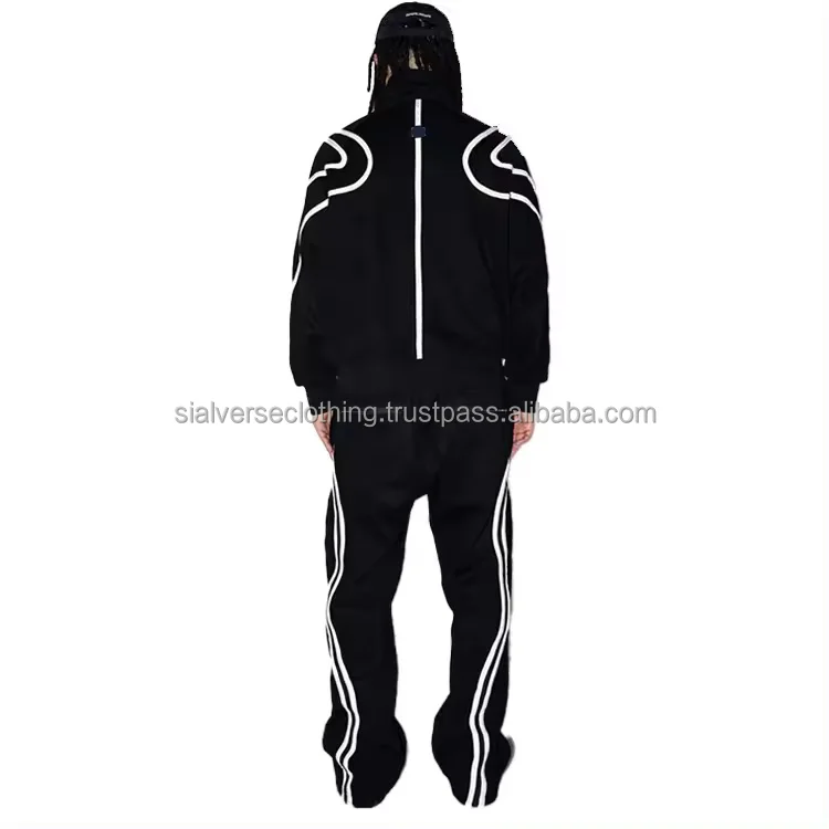 Bespoke High Quality Tracksuit Men Jogger Set Custom Logo Reflectors Winter Sports Nylon Zip Up Fashion Tracksuits for Men
