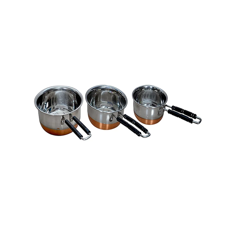 2024 Best Selling Products Mini Sauce Pan Modern Flat Base Stainless Steel Copper Bottom Mini Sauce Pan Cookware With Handle