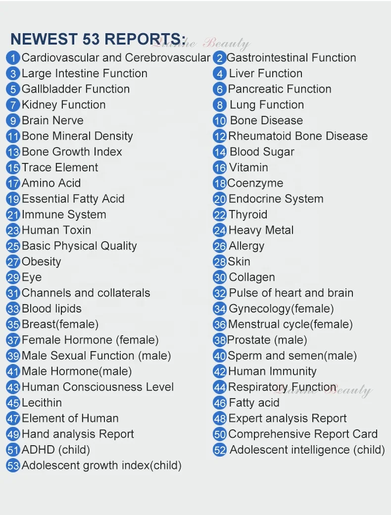 Health clinic tool QMR998 infrared hand touch english french germany 10th 10g quantum resonance analyzer magnetic spanish
