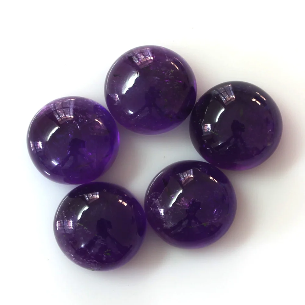 Natural African amethyst flat back stone 16mm round cabochon for DIY jewelry ring massager making, iroc sales circle cab
