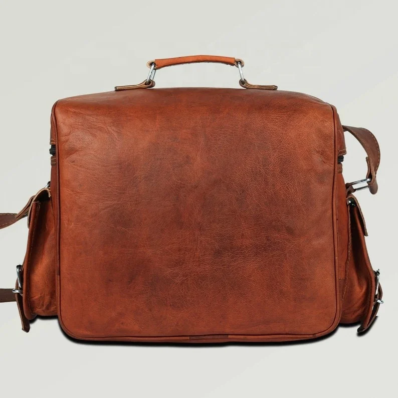 Personalise Leather Camera Shoulder Bag - Leather Crossbody DSLR Camera Sling Bag for Men and Women - Leather Work Bag - Travel