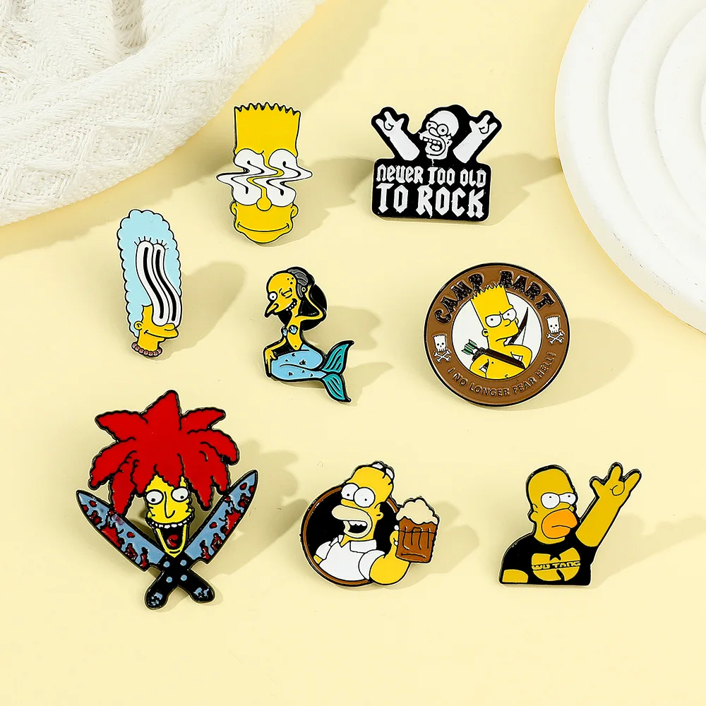 Manufacturing  Custom Metalicos Broches Pin Para Gorras Ename Pins For The Simpsons Hats Screen Printing Cute Funny