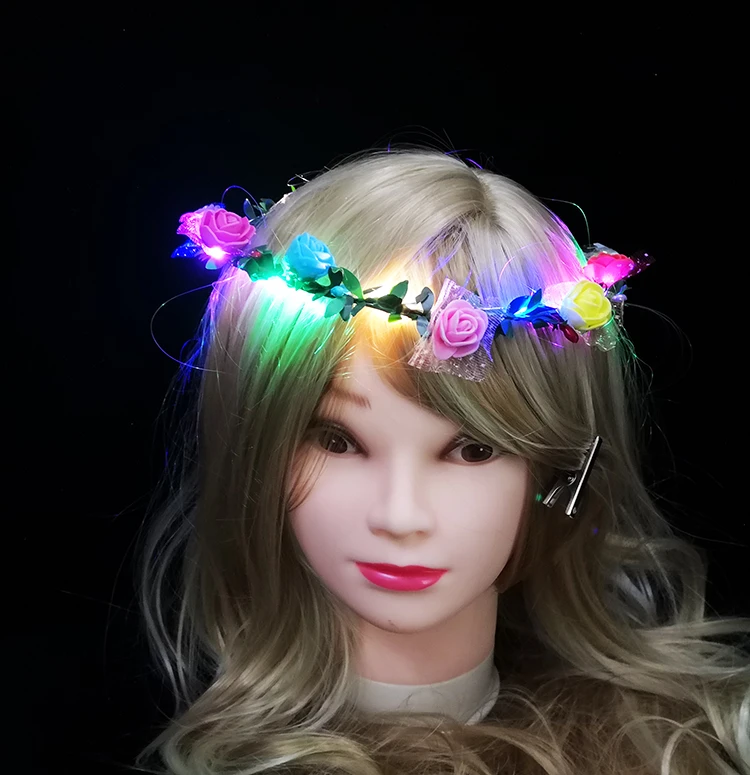 LED Flower Crowns lightup Headbands Women Garlands Glowing Floral Wreath Crowns for Wedding Beach Party Birthday Halloween 2024