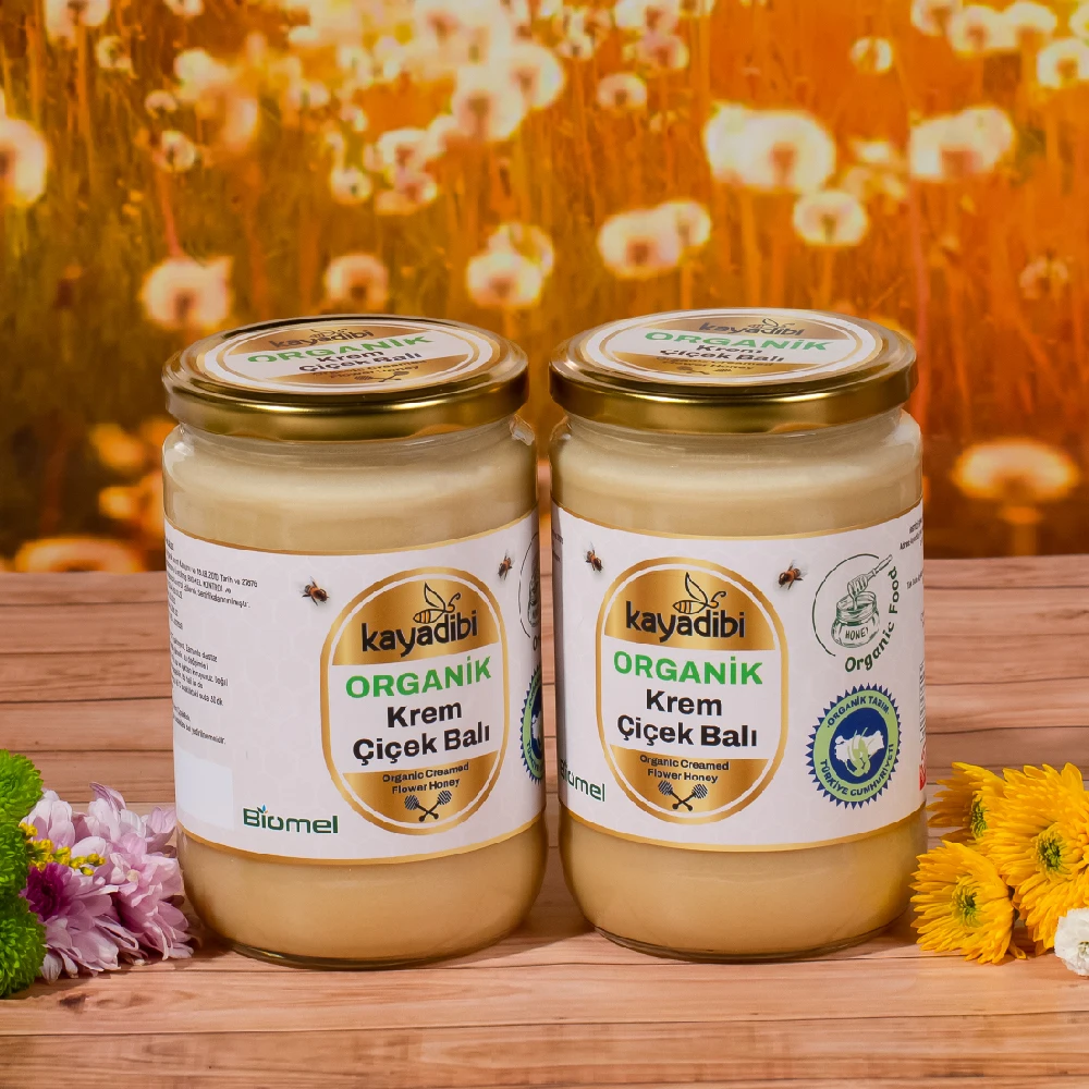 Premium Quality %100 Organic Creamed Flower Honey 850 Gr Glass Jar Natural Organic Creamed Flower Honey | HAK-KYDB