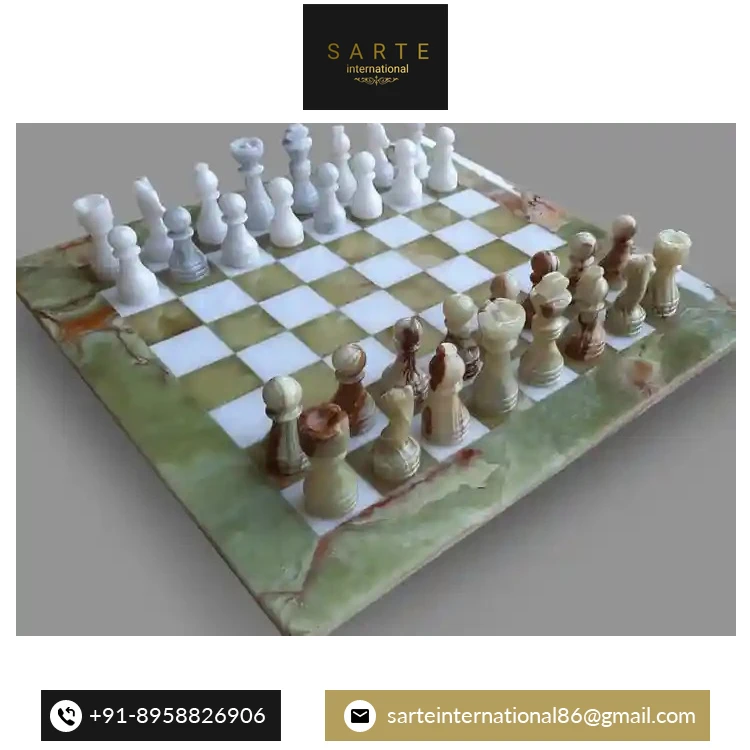 High Quality Indoor Games Wholesale Luxury Black and White Decorative Marble Chess Game Board and Pieces Set