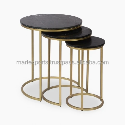 Metal Coffee Table Side Table Made with high quality iron and marble customize set Powder Coating
