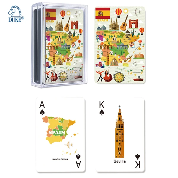 High Quality Personalized Spain Landmark Map Printing  Poker Plastic Playing Cards