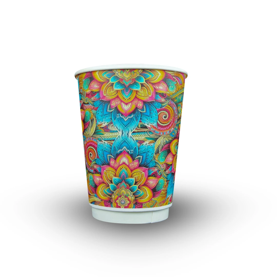 Customized logo 12oz 90mm double wall paper cup for coffee tea hot drinks