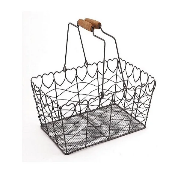 Decorative Egg Storage Holder Organizer Metal Chicken Egg Basket with Handle Vegetable and Fruit Storage for Home kitchen Usage