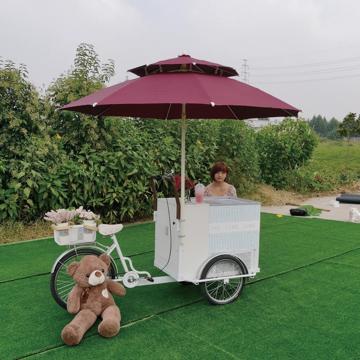 JEKEEN Street Food Bicycles for Coffee Sales Catering Three Wheeler Coffee Cargobike Tricycle